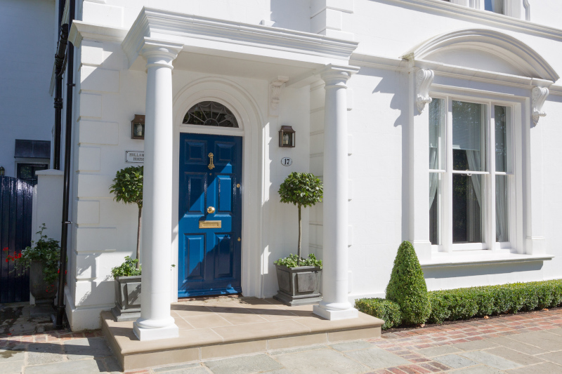 This portico clearly defines the main entrance, which is important when it is on the side of the property.